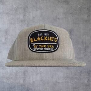 Blackie’s By The Sea Newport Beach CA Hat Snapback Gray Surf Dive Bar SoCal Vtg